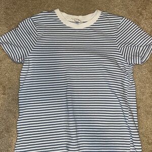 Blue and White Striped Short Sleeve Tee